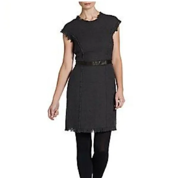 rebecca taylor tweed and leather dress Rebecca Taylor Dresses | Rebecca Taylor Tweed Leather Trimmed Shift Dress | Color: Blue/Gray | Size: 8
